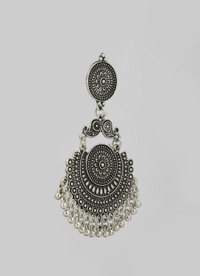 Intricate Oxidized Silver Earrings for Women - Ethnic Jewelry