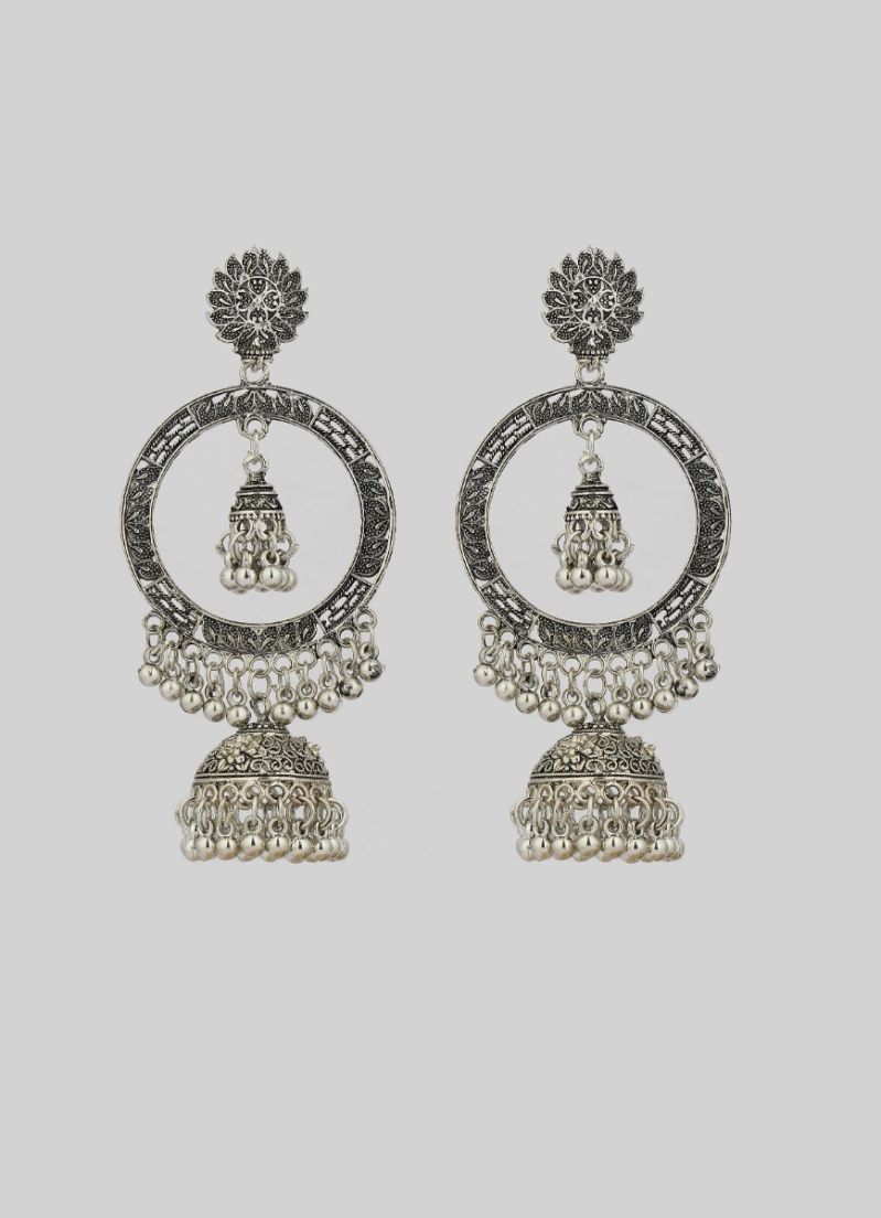 Buy Silver Rounded Press On Jumki