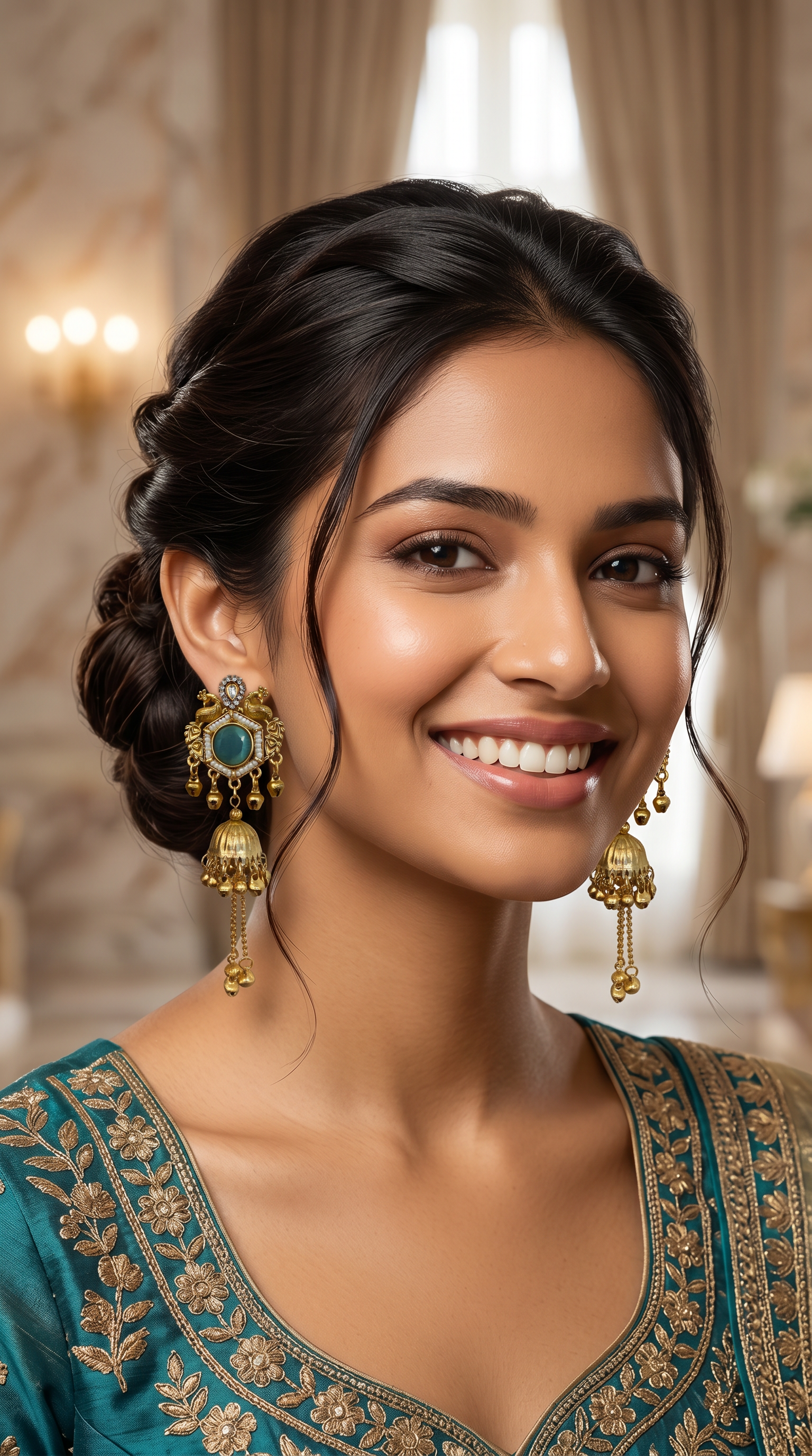 Blue Diamonte Kashmiri Earrings