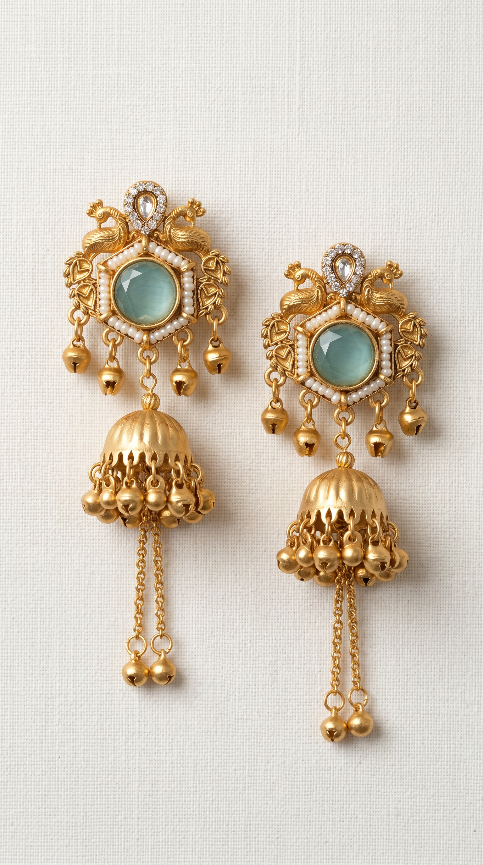 Blue Diamonte Kashmiri Earrings
