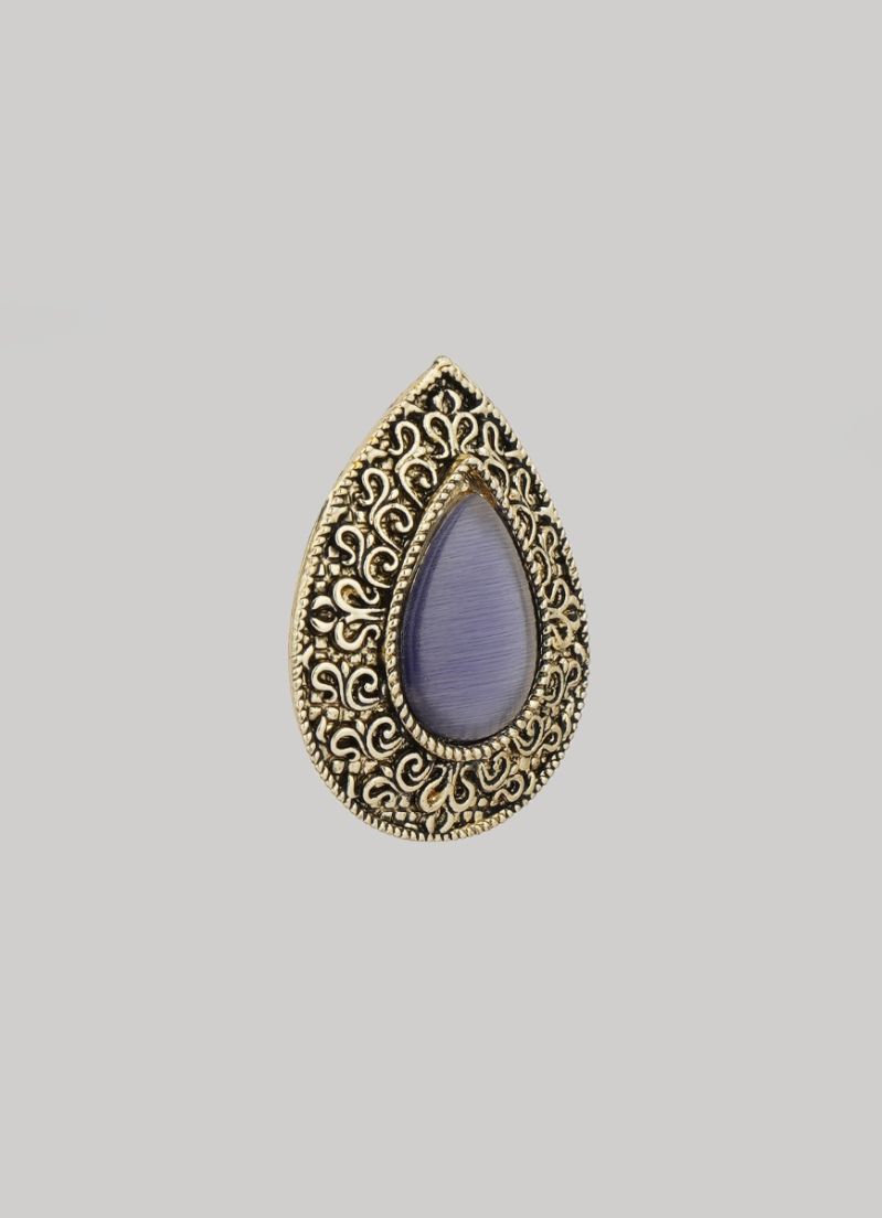 Silver Oxidised Purple Stone Earrings
