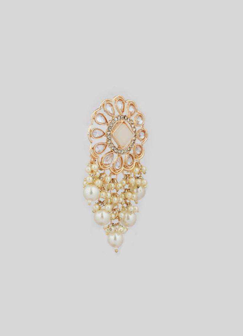 Cream Pearl Earrings with Diamante Detailing