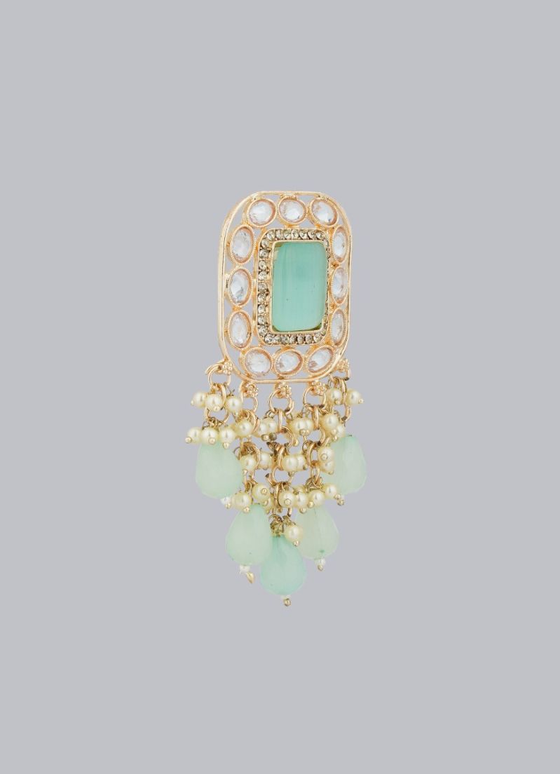 Mint Green Diamonte Pearl Jumki Earrings