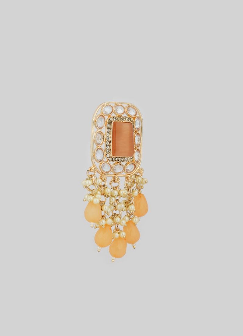 Buy Peach Diamonte Pearl Jumki Earrings