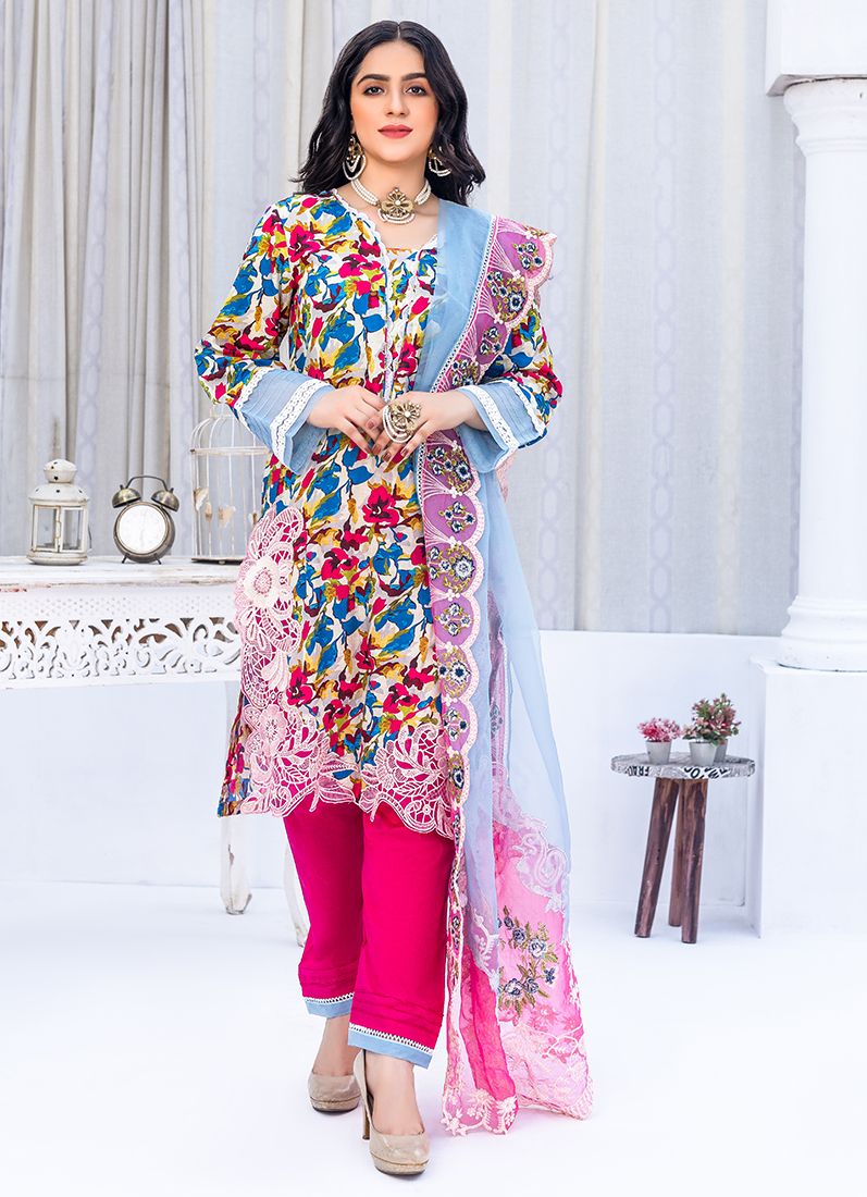Buy Light Blue Digital Printed Suit Set