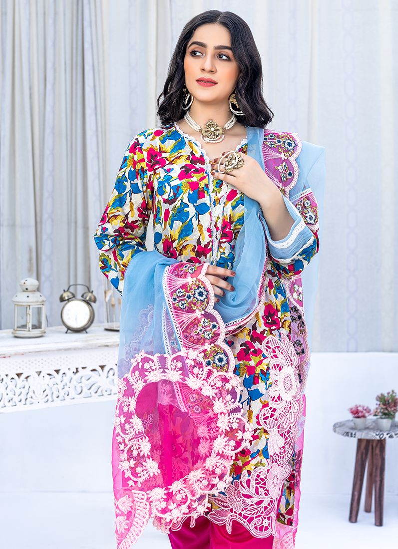Buy Light Blue Digital Printed Suit Set