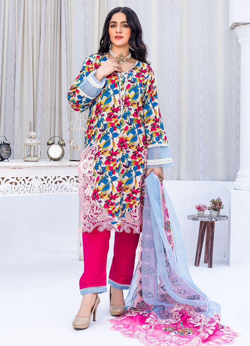 Buy Light Blue Digital Printed Suit Set