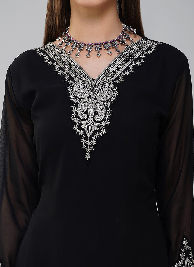 Buy Black Georgette Shift Style Suit