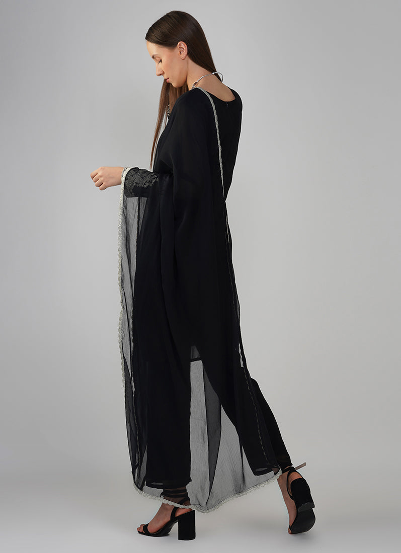 Buy Black Georgette Shift Style Suit