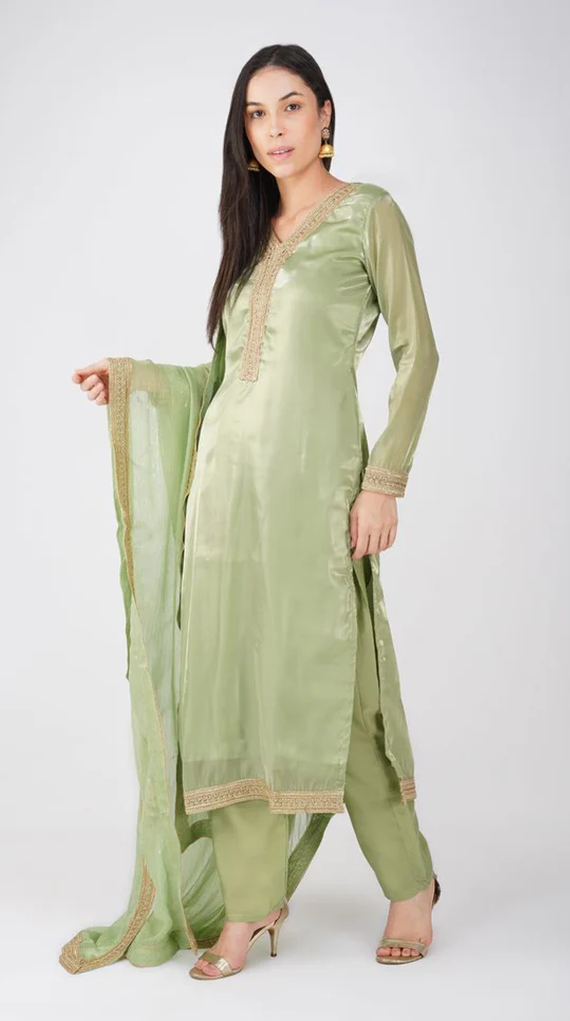 Green Straight Cut Suit Set