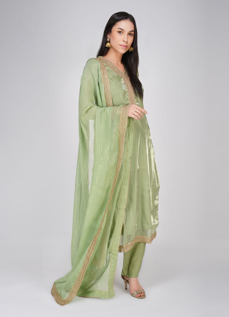 Buy Green Straight Cut Suit Set
