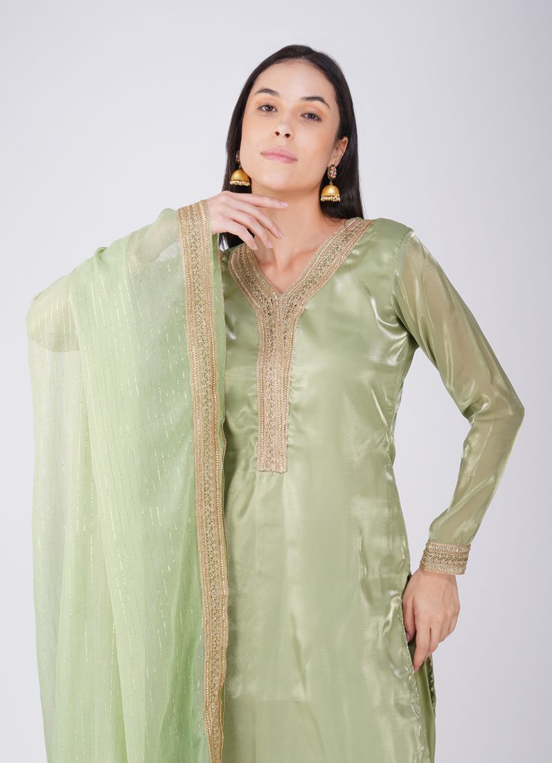 Buy Green Straight Cut Suit Set