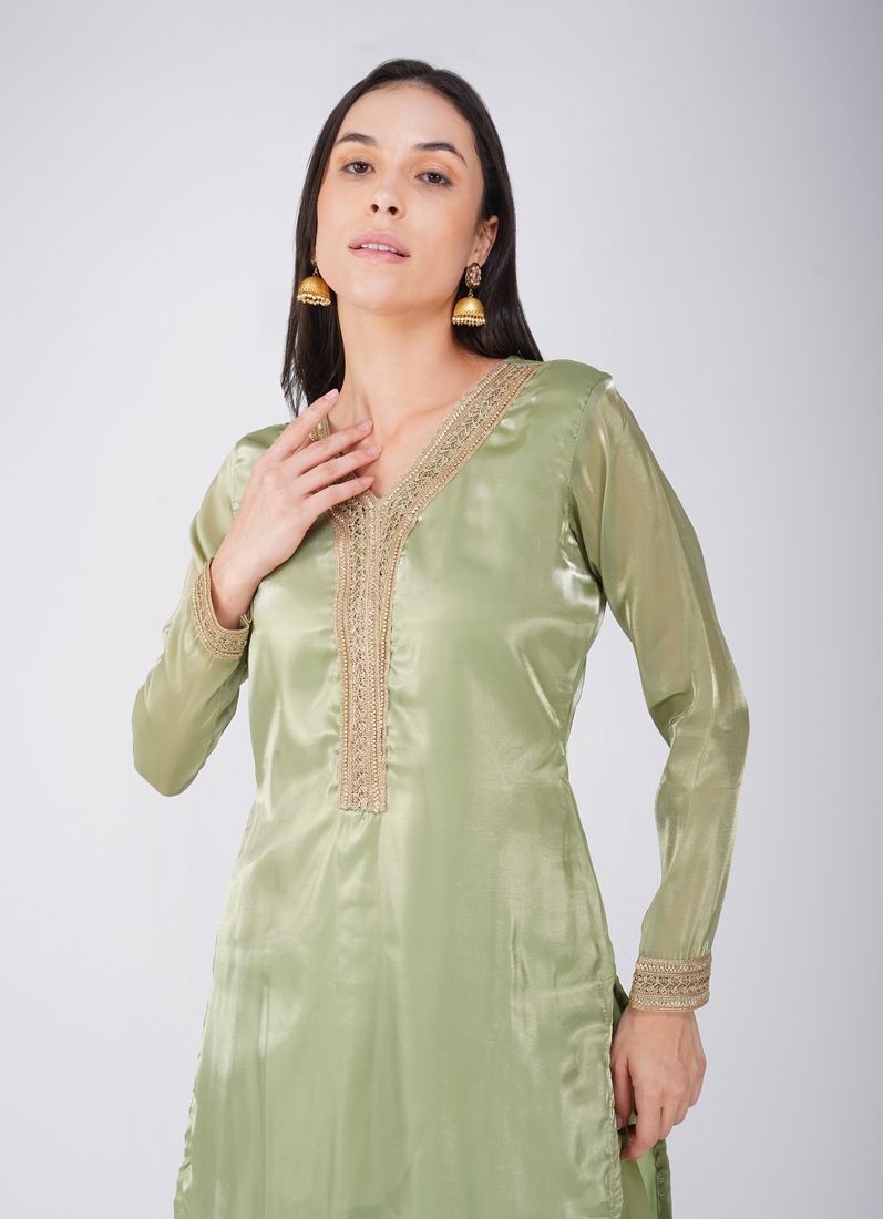 Buy Green Straight Cut Suit Set