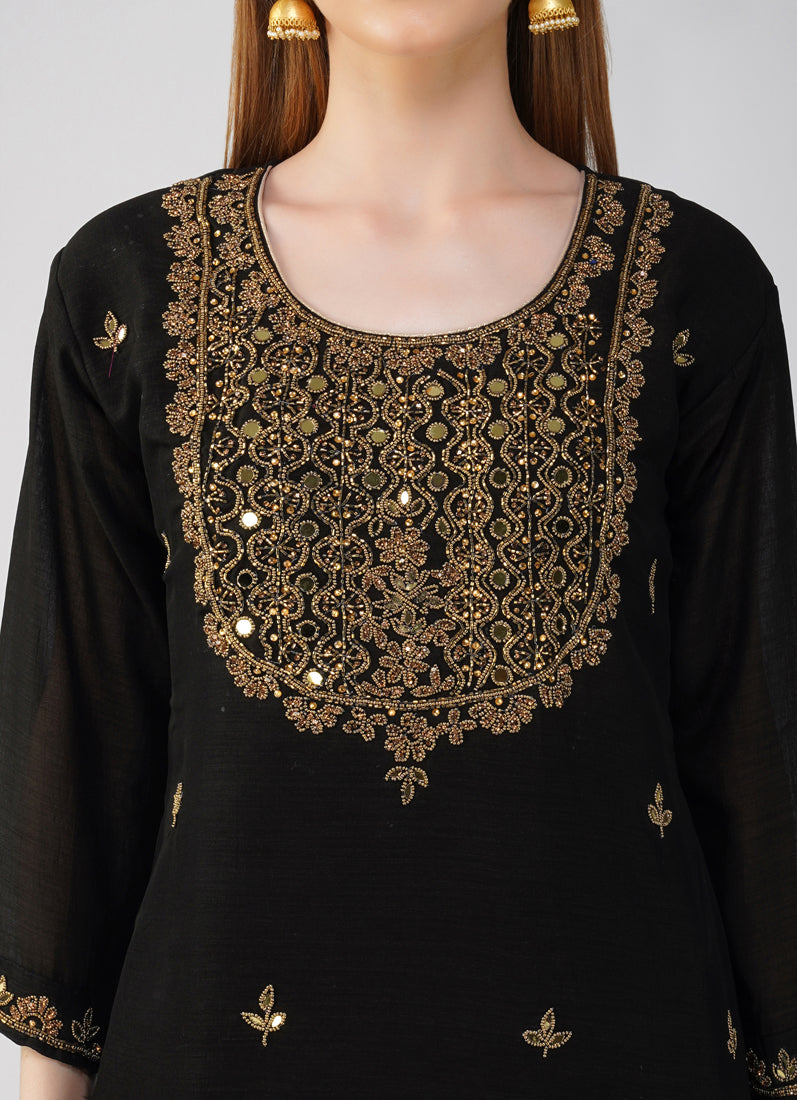 Black Silk Straight Cut Suit