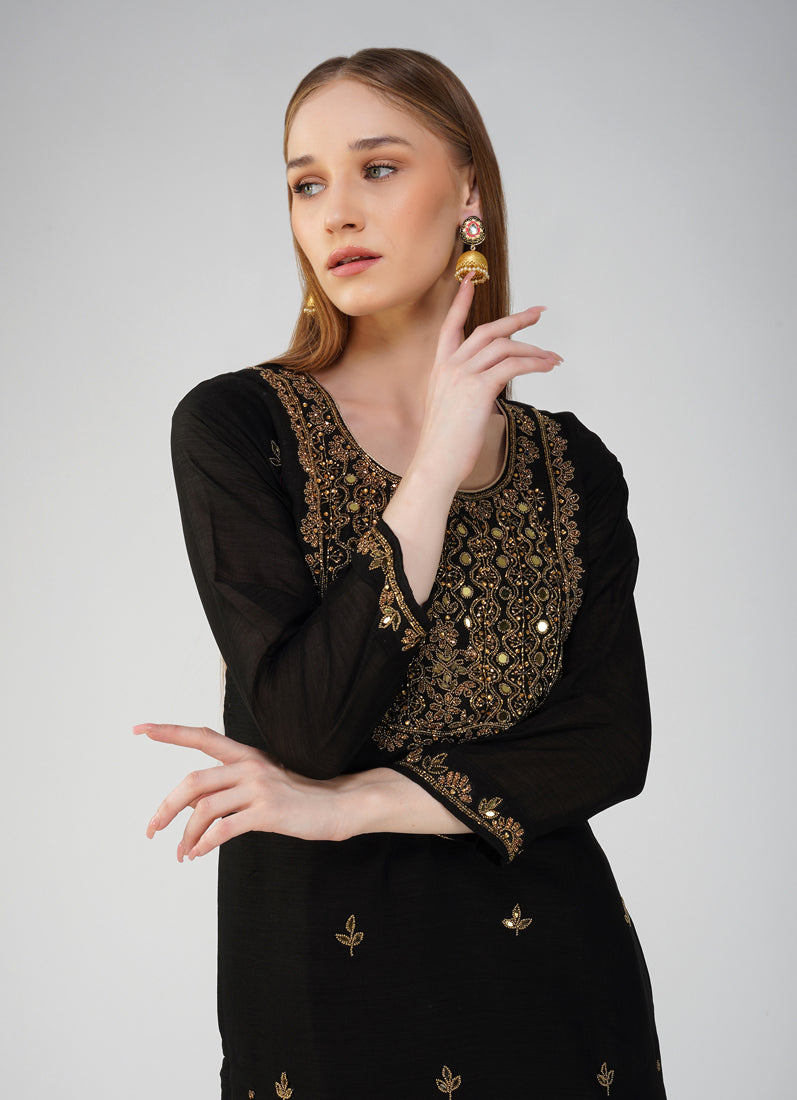 Black Silk Straight Cut Suit