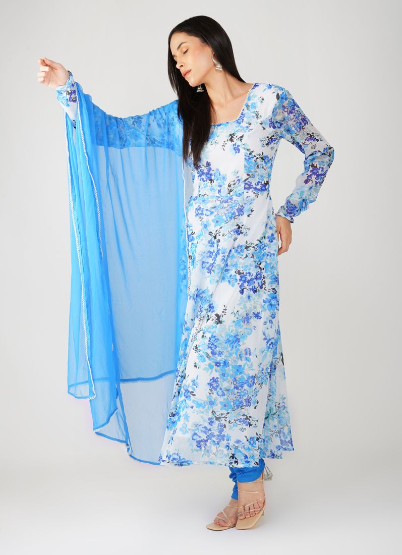 Buy Blue Floarl Printed Suit Set
