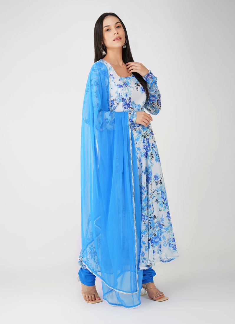 Buy Blue Floarl Printed Suit Set