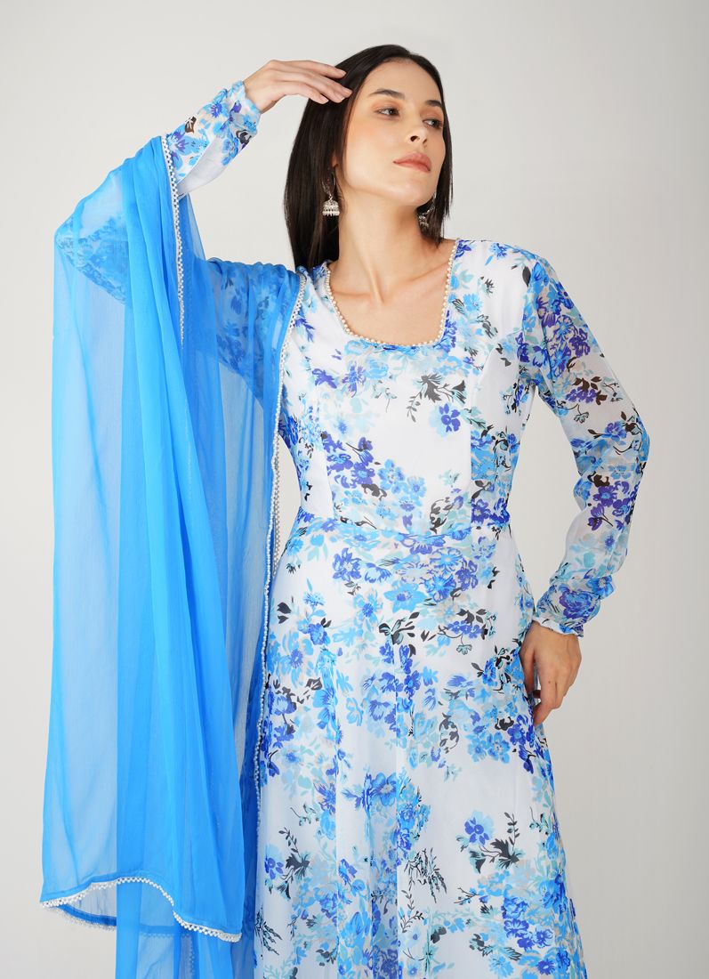 Buy Blue Floarl Printed Suit Set