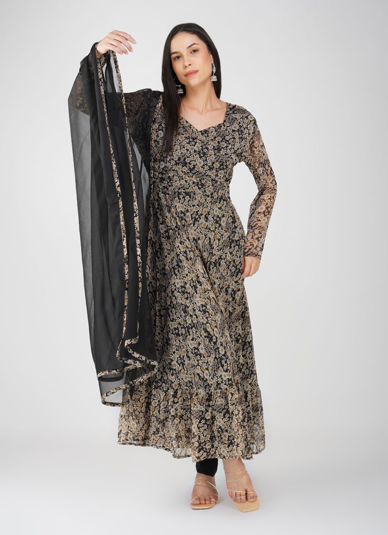 Buy Black georgette Suit Set