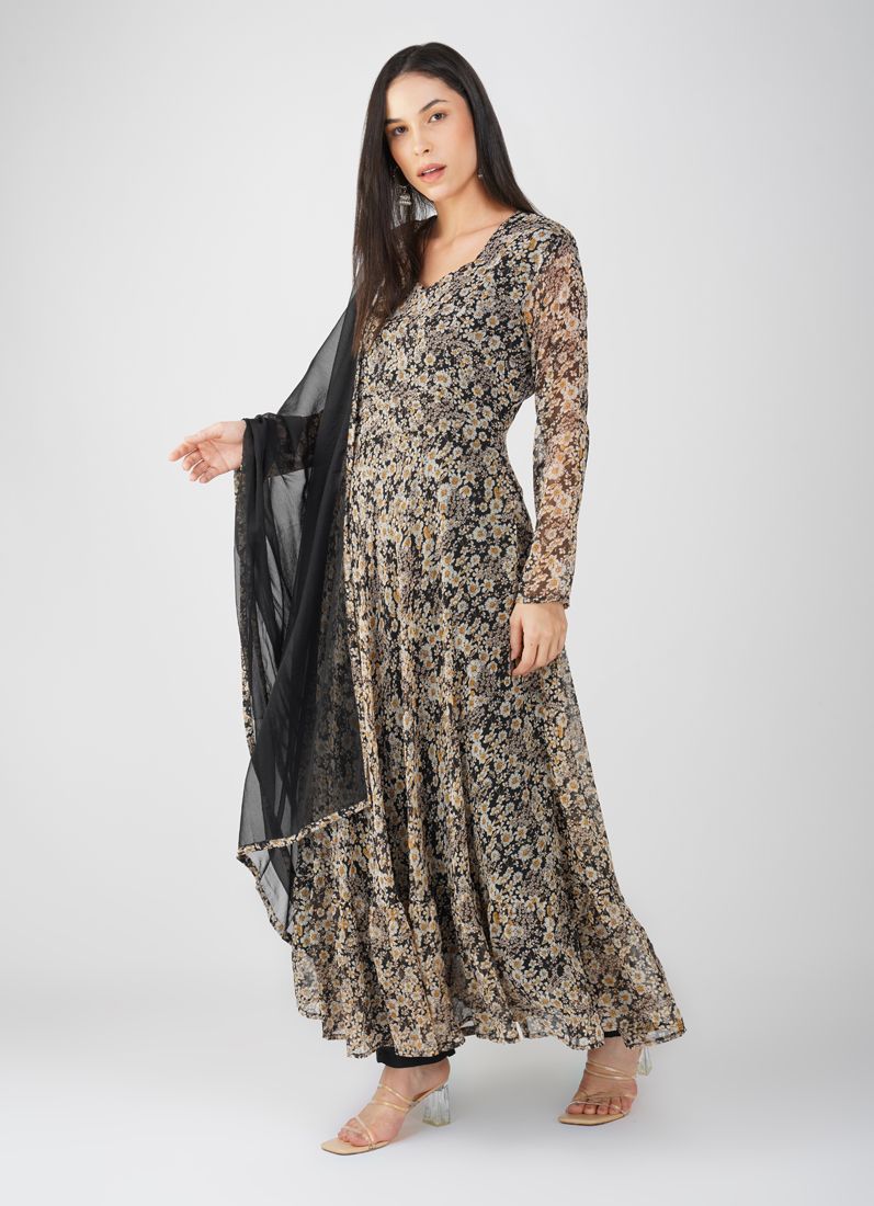 Buy Black georgette Suit Set