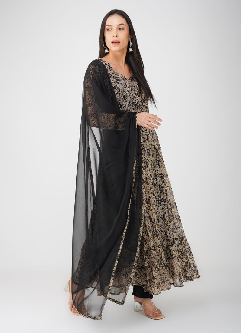 Buy Black georgette Suit Set