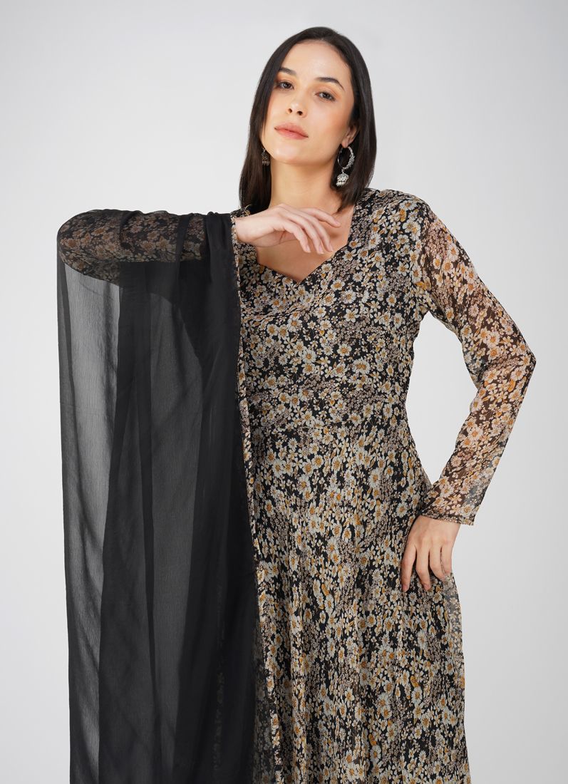 Buy Black georgette Suit Set