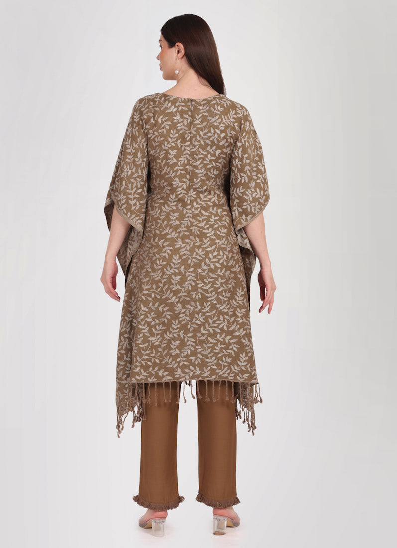 Mouse Brown Kaftan Style Shawl Co-ord Set