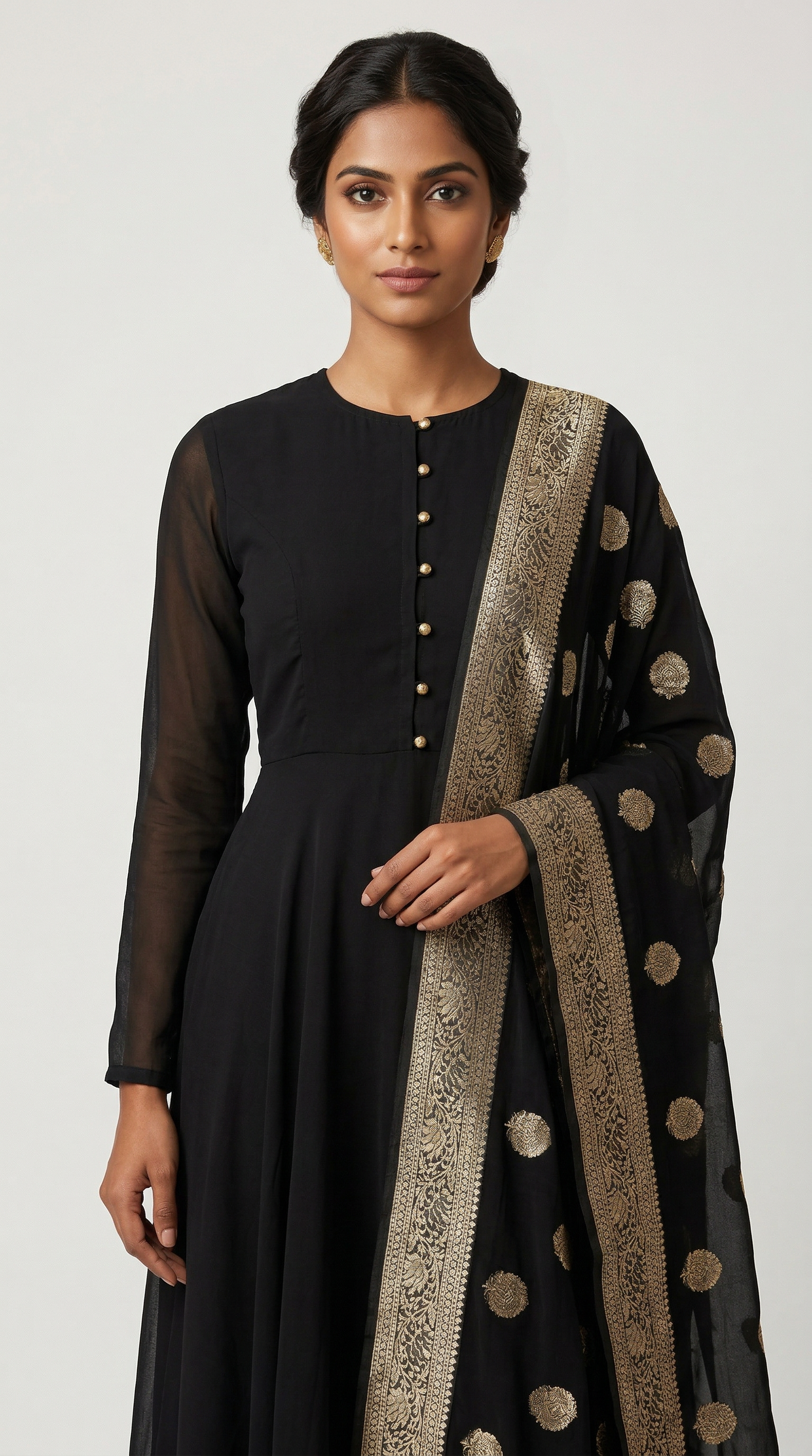 Black Georgette Bias Cut Suit Set