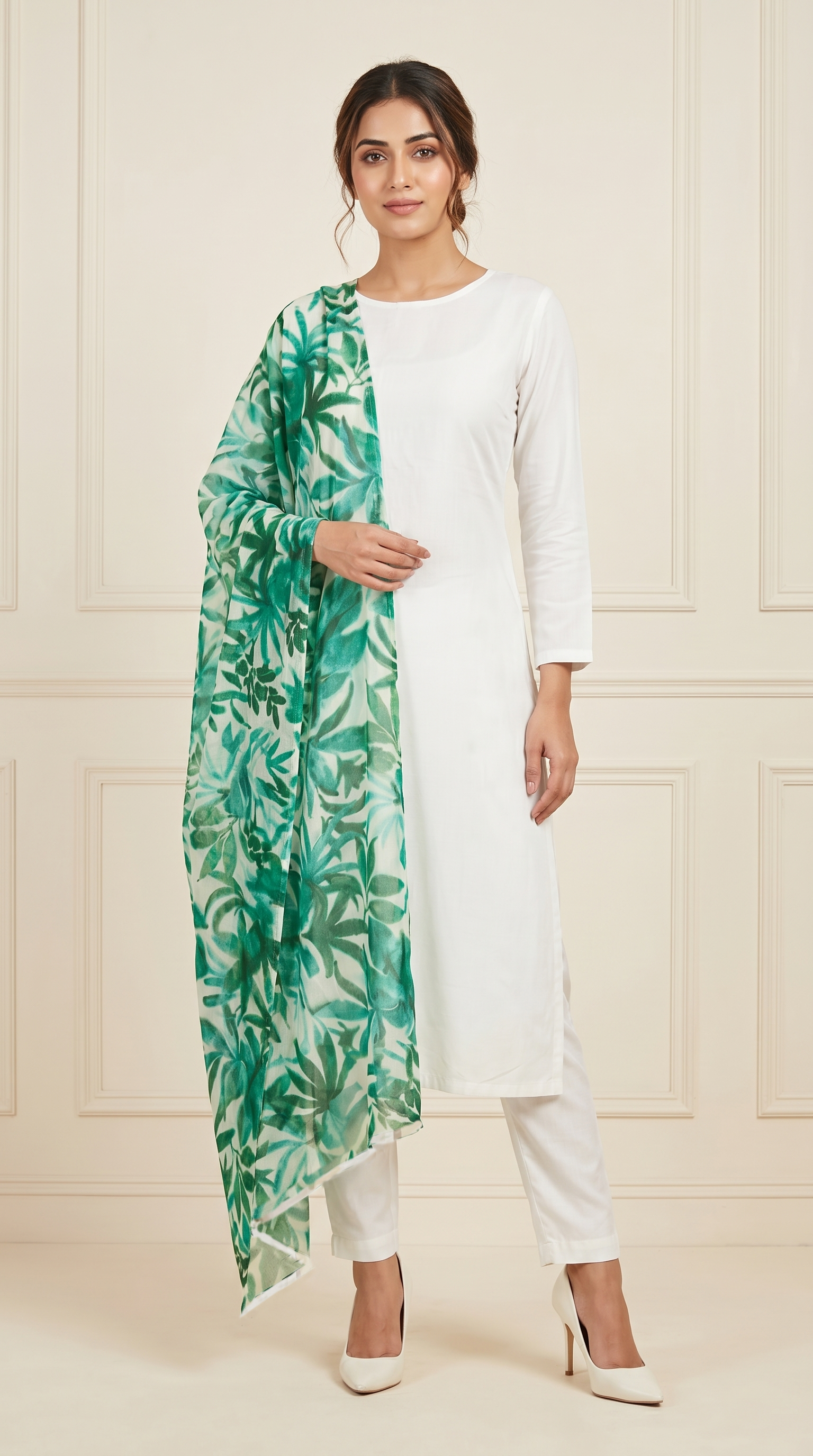 Ivory Rayon Straight Cut Suit Set