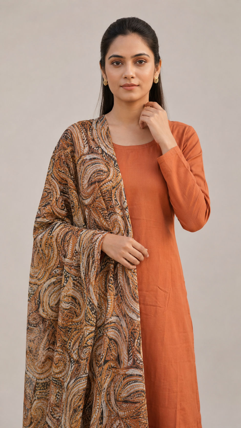 Mouse Brown Rayon Straight Cut Suit Set