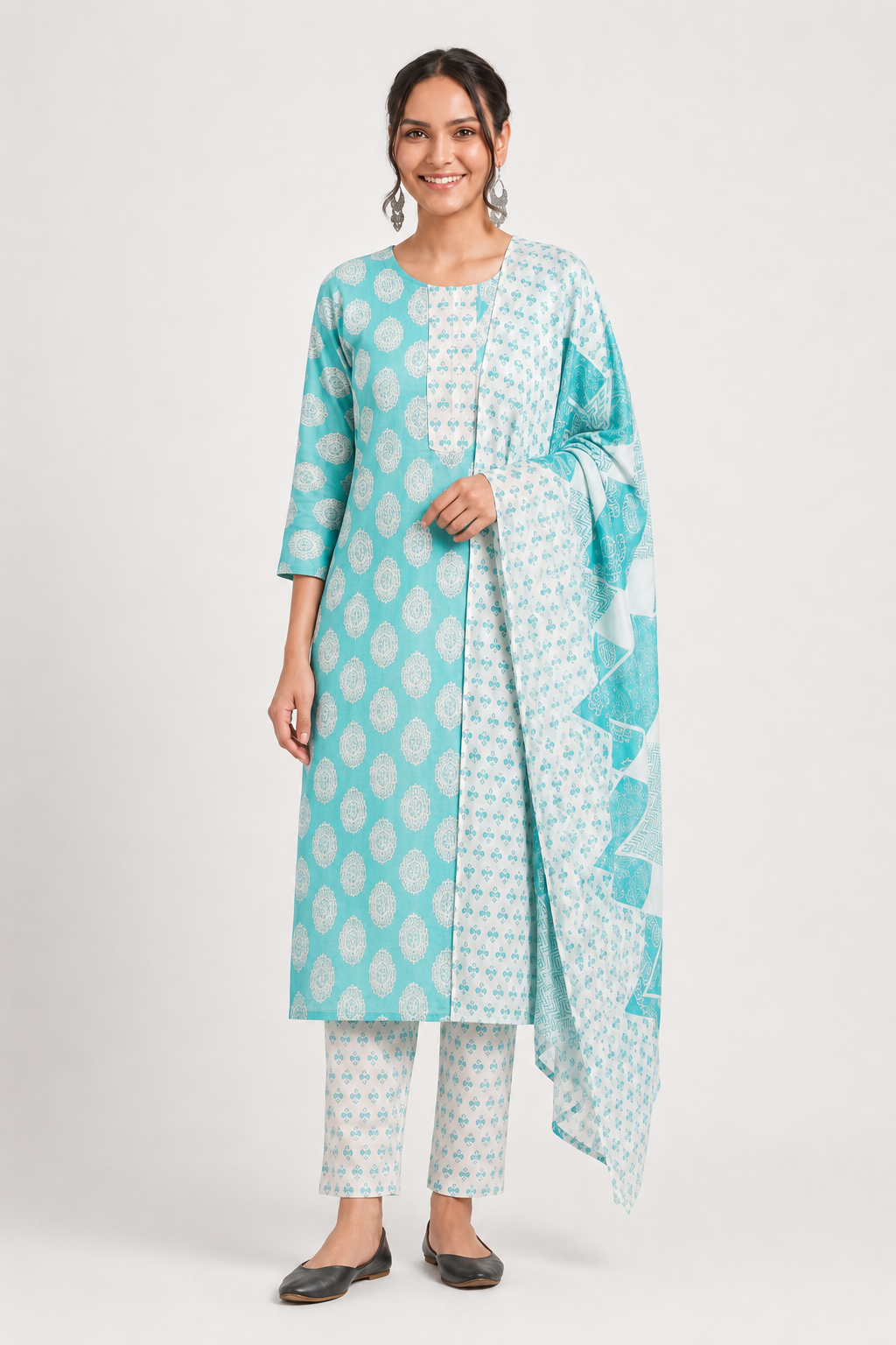 Blue Cotton Suit Set
