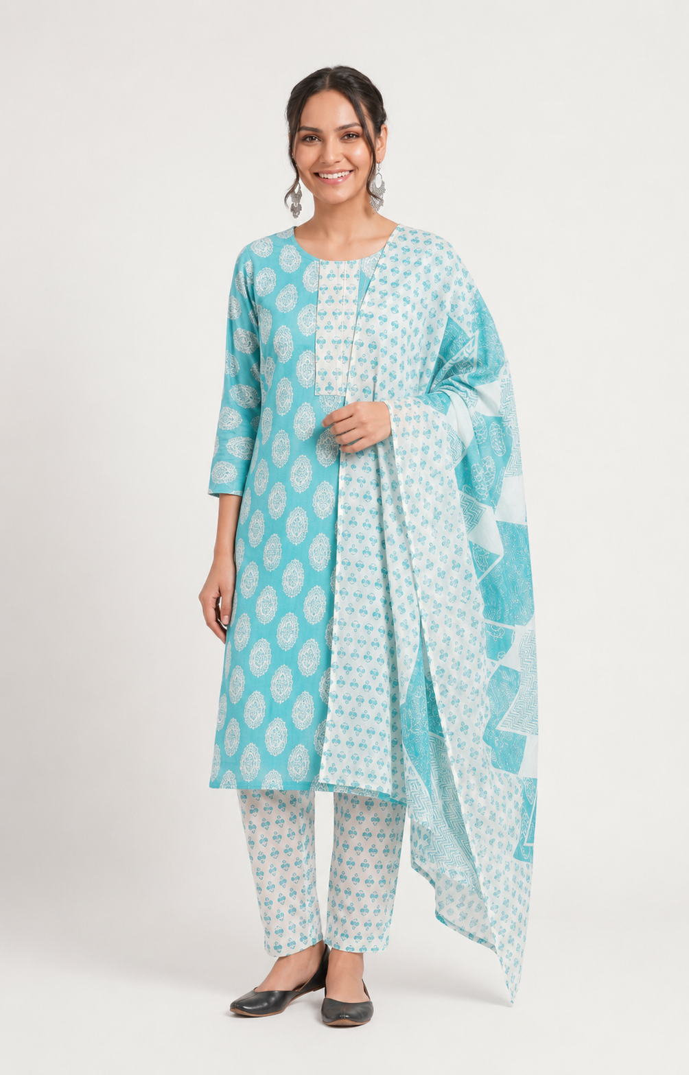 Blue Cotton Suit Set