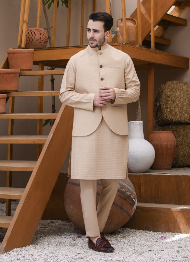 Buy Beige Men's Embroidered Waistcoat