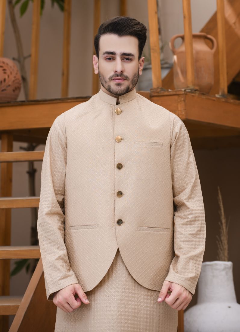 Buy Beige Men's Embroidered Waistcoat