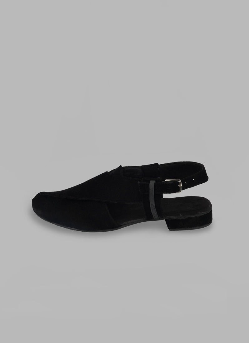 Men's Black Velvet Peshawari Shoes