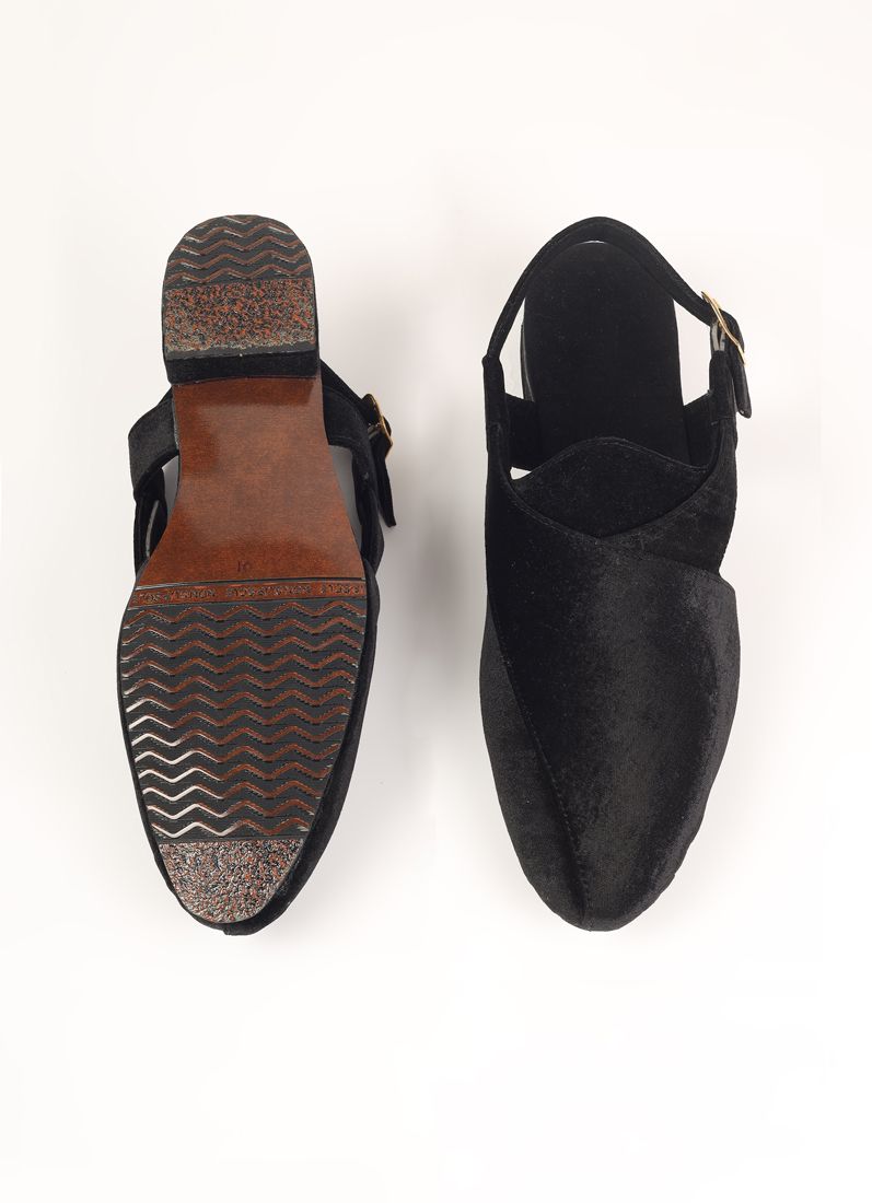Buy Black Velvet Mens Jutti Pair