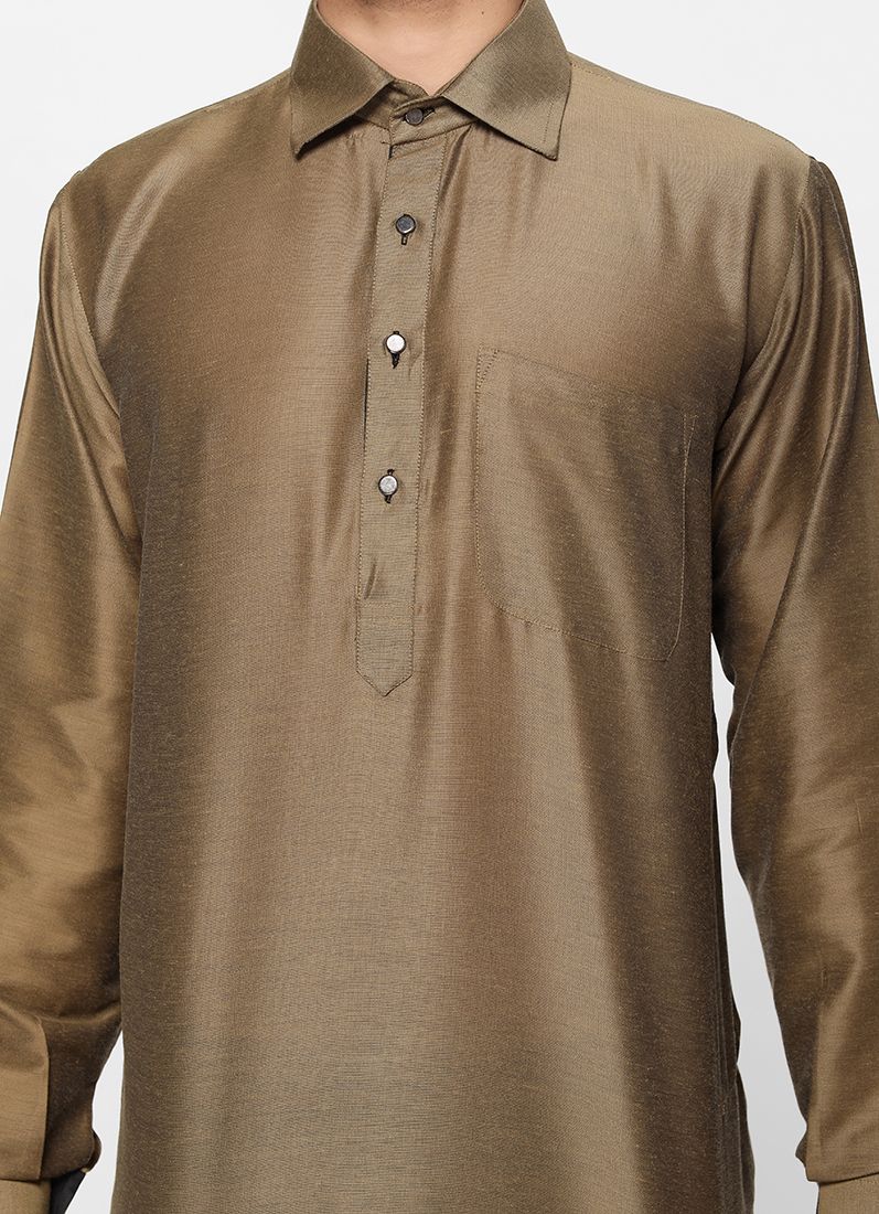 Buy Olive Lapel Salwar Suit