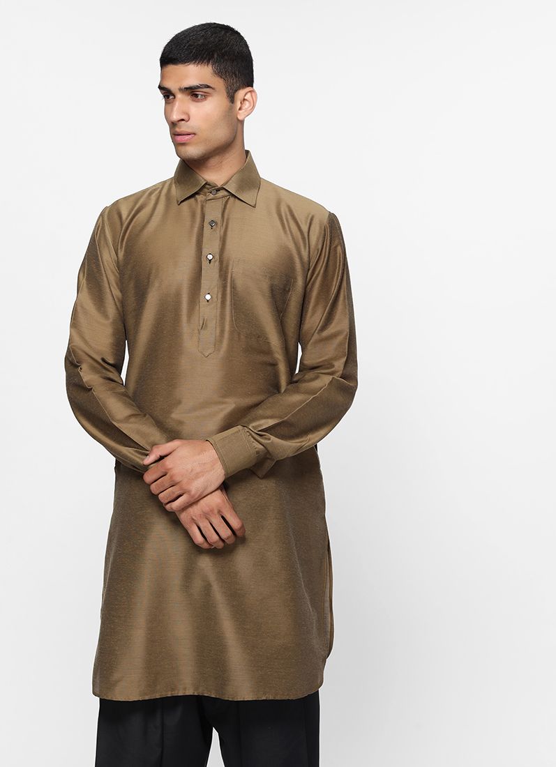 Buy Olive Lapel Salwar Suit