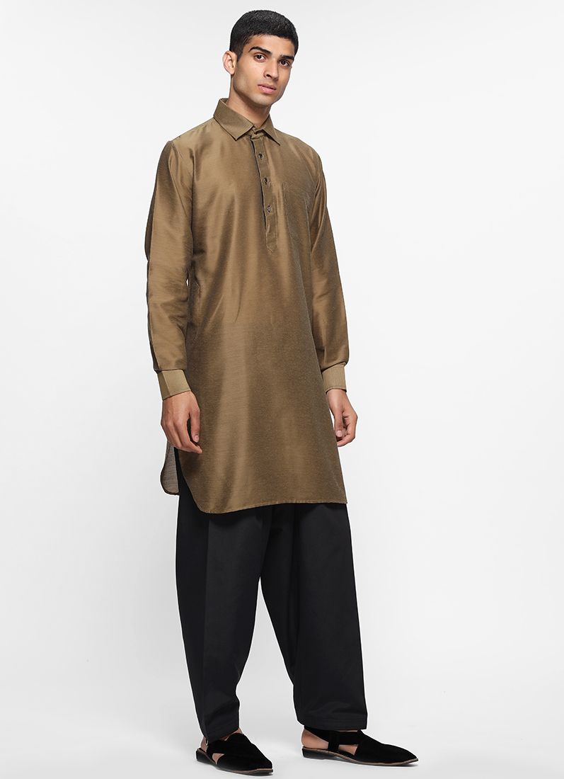 Olive Lapel Salwar Suit