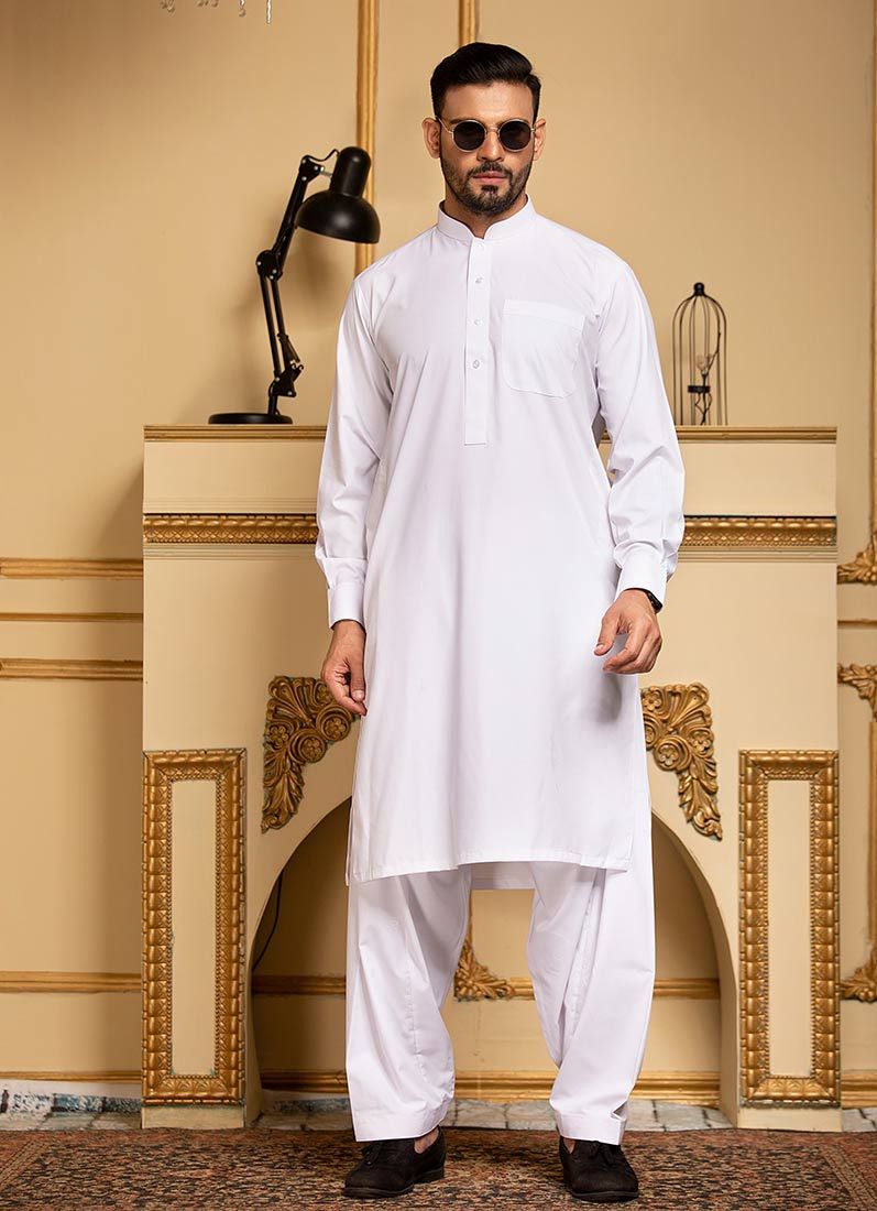 Buy Ice White Cotton Kurta Salwar