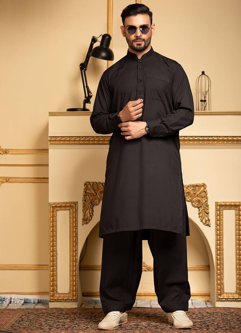 Buy Black Pure Cotton Kurta Salwar