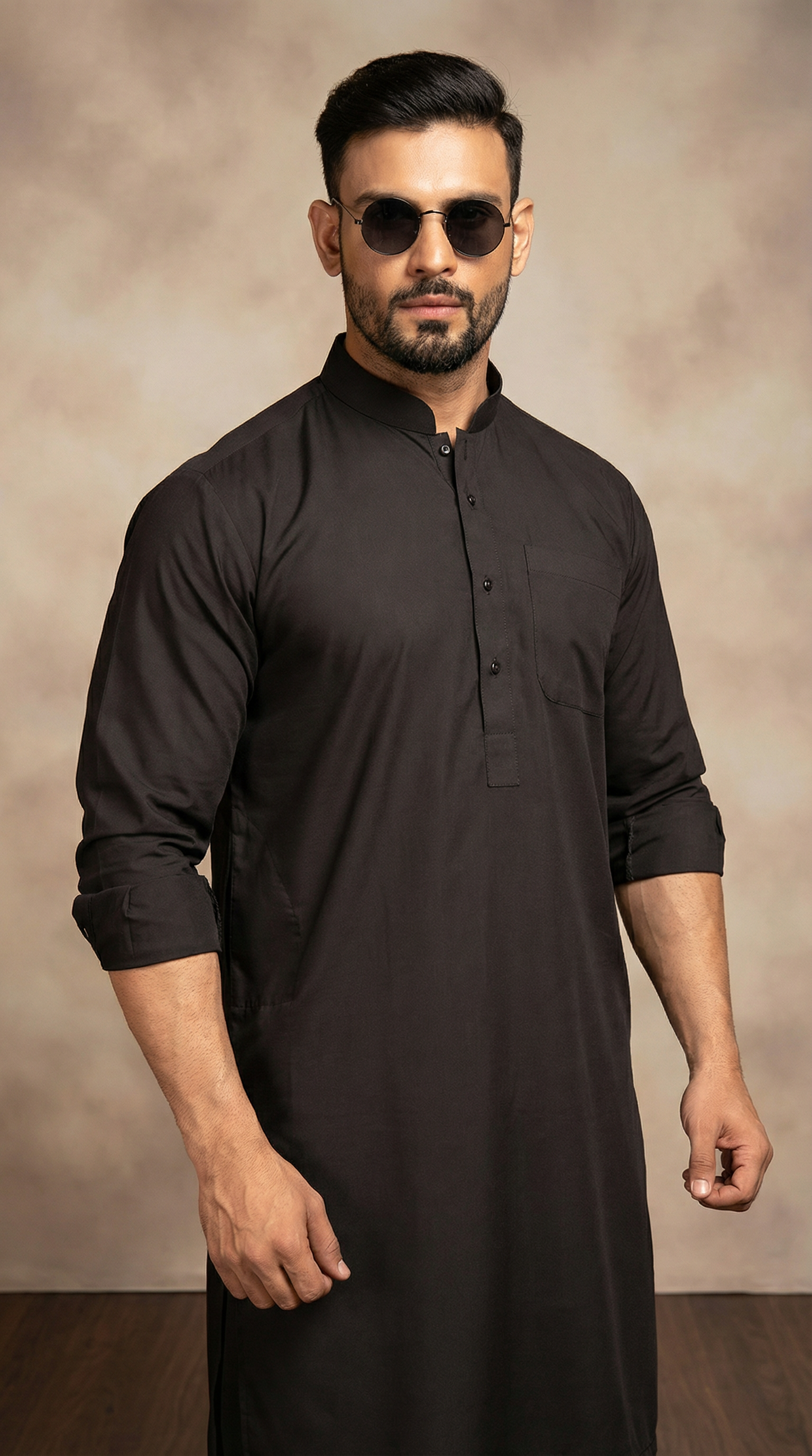 Men’s Black Cotton Shalwar Kameez – Comfortable Traditional Wear