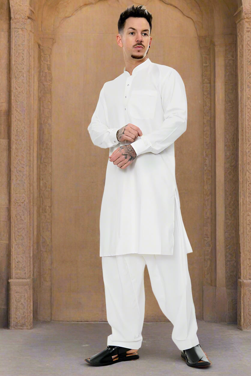 Buy Off White Cotton Kurta Salwar