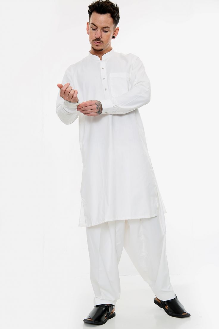 Buy Off White Cotton Kurta Salwar