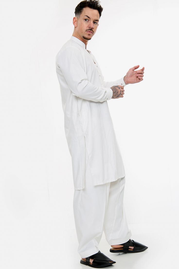 Buy Off White Cotton Kurta Salwar