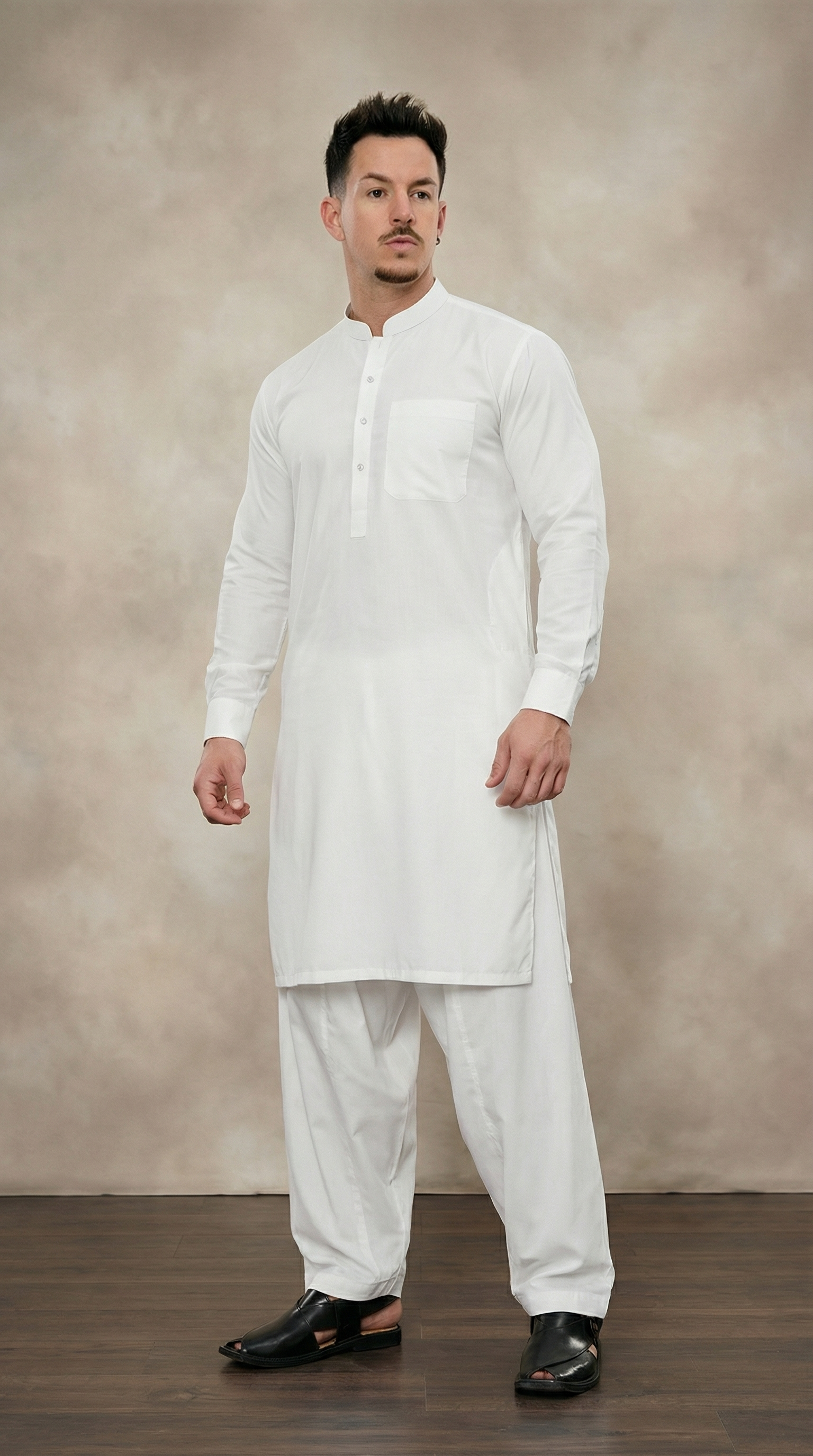 Men's Off White Cotton Shalwar Kameez