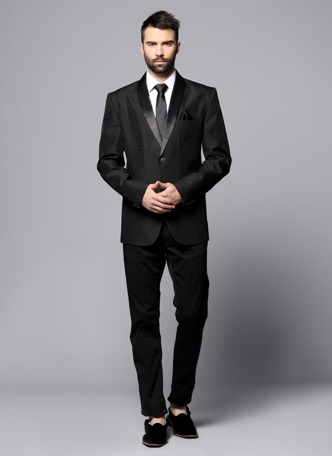 Buy Black Brocade Blazer