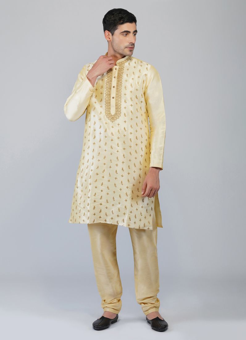Buy Antique Zari Embroidered Kurta Churidaar Set