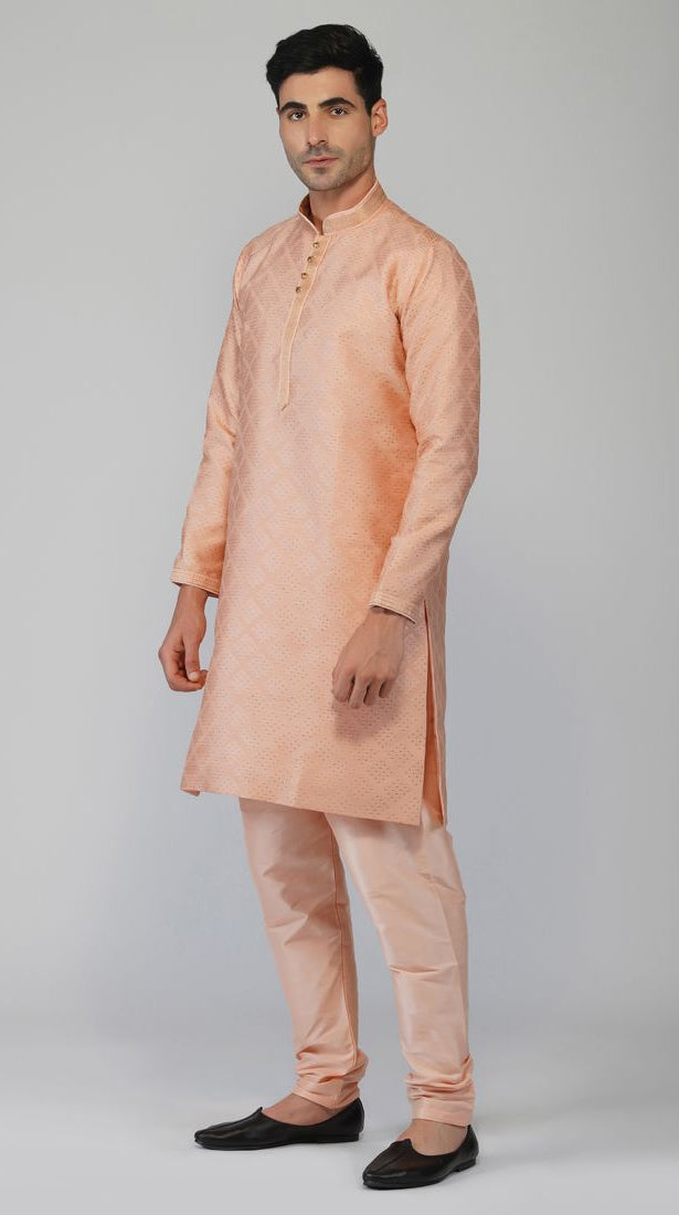 Buy Pink Zari Embroidered Kurta Churidaar Set