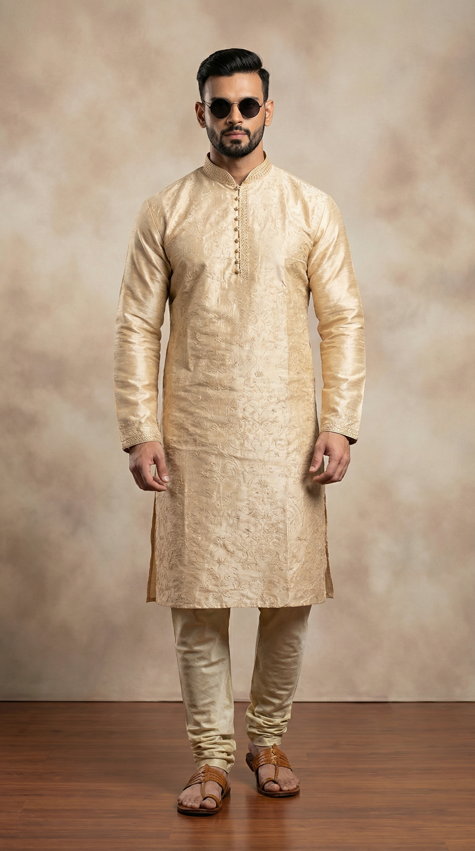 Ivory Resham Jaal Kurta Churidaar Set